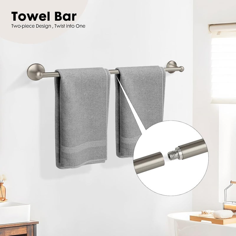 Ntipox 4 Piece Antique Bathroom Hardware Accessories Set Brushed Nickel,24 Inch Towel Bar Set,Towel Rack,Bathroom Towel Holder Set - Image 2